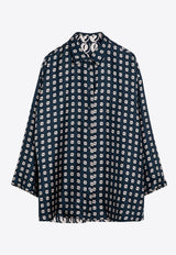 Max Mara Timeless Printed Reversible Long-Sleeved Silk Shirt Blue TIMESHIRTVI/P_MAXT-004