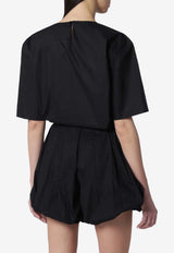 TheLatest Crewneck Cropped Blouse Black TLW04011T0160LNTP/S_LATES-T0002