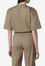 TheLatest Crewneck Cropped Blouse Brown TLW04011T0176ABTP/S_LATES-T0031