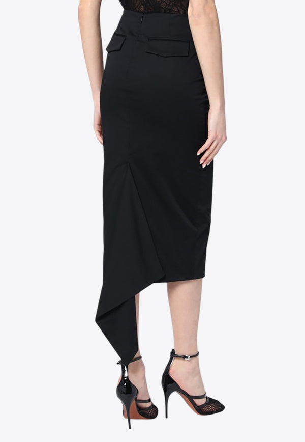 TheLatest Asymmetrical Midi Skirt  Black TLW09001T0194ABTP/Q_LATES-T0002