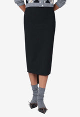 TheLatest Wool-Blend Midi Skirt Black TLWC9001W0206ABTP/R_LATES-T0002