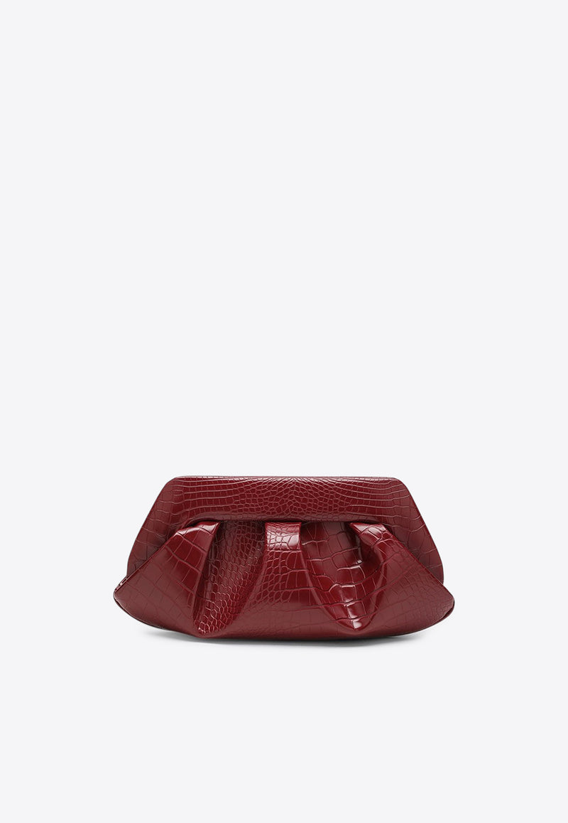 Themoirè Emera Croc-Embossed Leather Clutch Plum TMFW25EMRR120EL/R_THEMO-PR