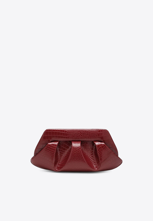 Themoirè Emera Croc-Embossed Leather Clutch Plum TMFW25EMRR120EL/R_THEMO-PR