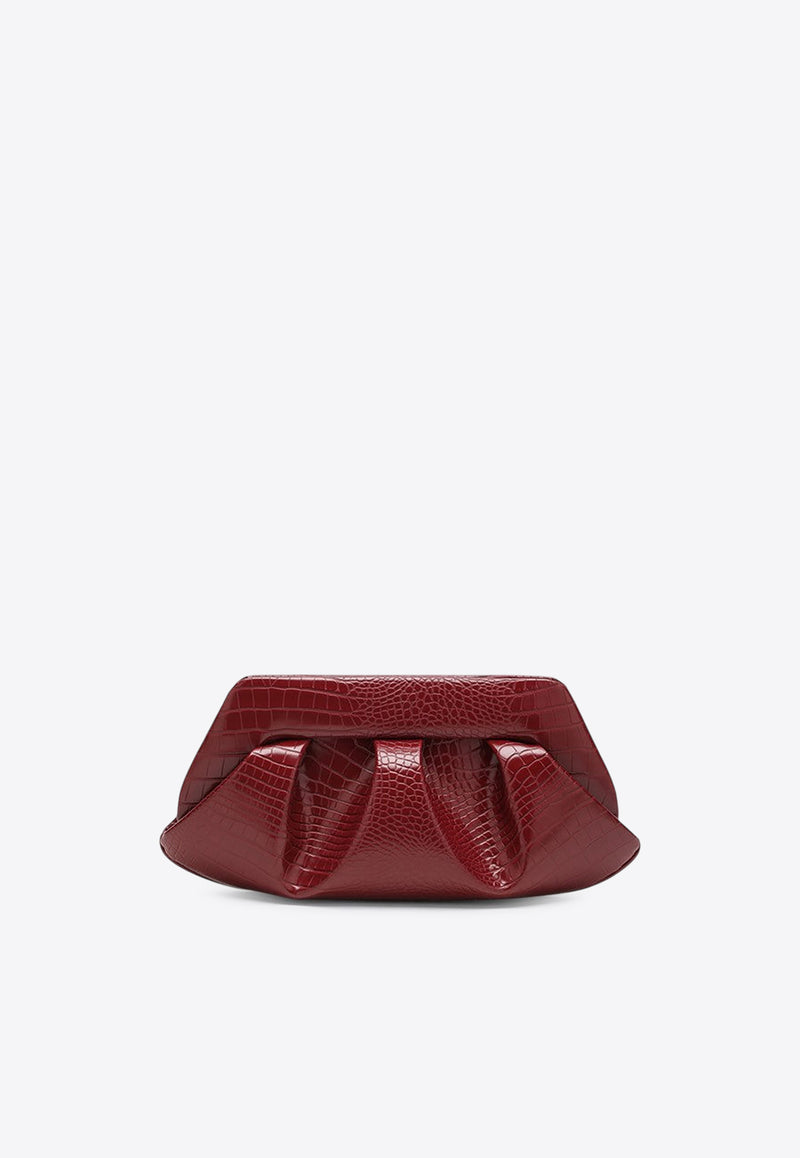 Themoirè Emera Croc-Embossed Leather Clutch Plum TMFW25EMRR120EL/R_THEMO-PR