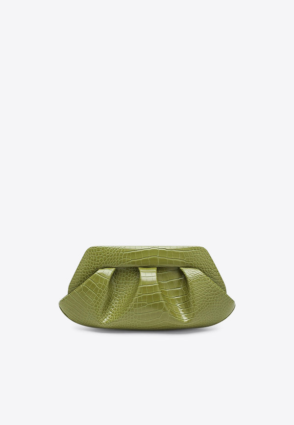 Themoirè Emera Croc-Embossed Leather Clutch Green TMFW25EMRR56EL/R_THEMO-KI