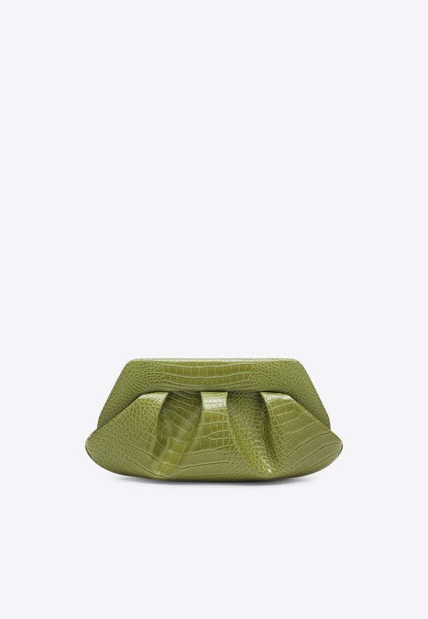 Themoirè Emera Croc-Embossed Leather Clutch Green TMFW25EMRR56EL/R_THEMO-KI