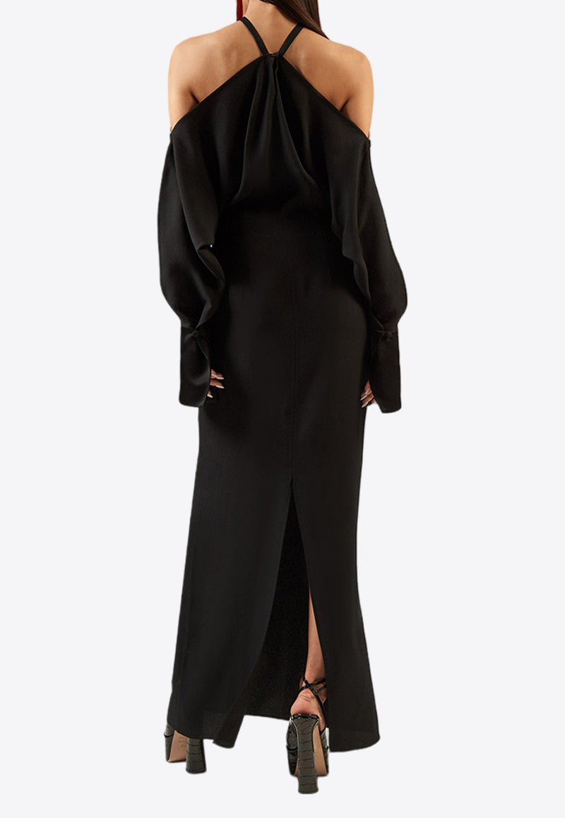 Taller Marmo Volturno Cold-Shoulder Maxi Dress Black TM_PF2418_133BLACK