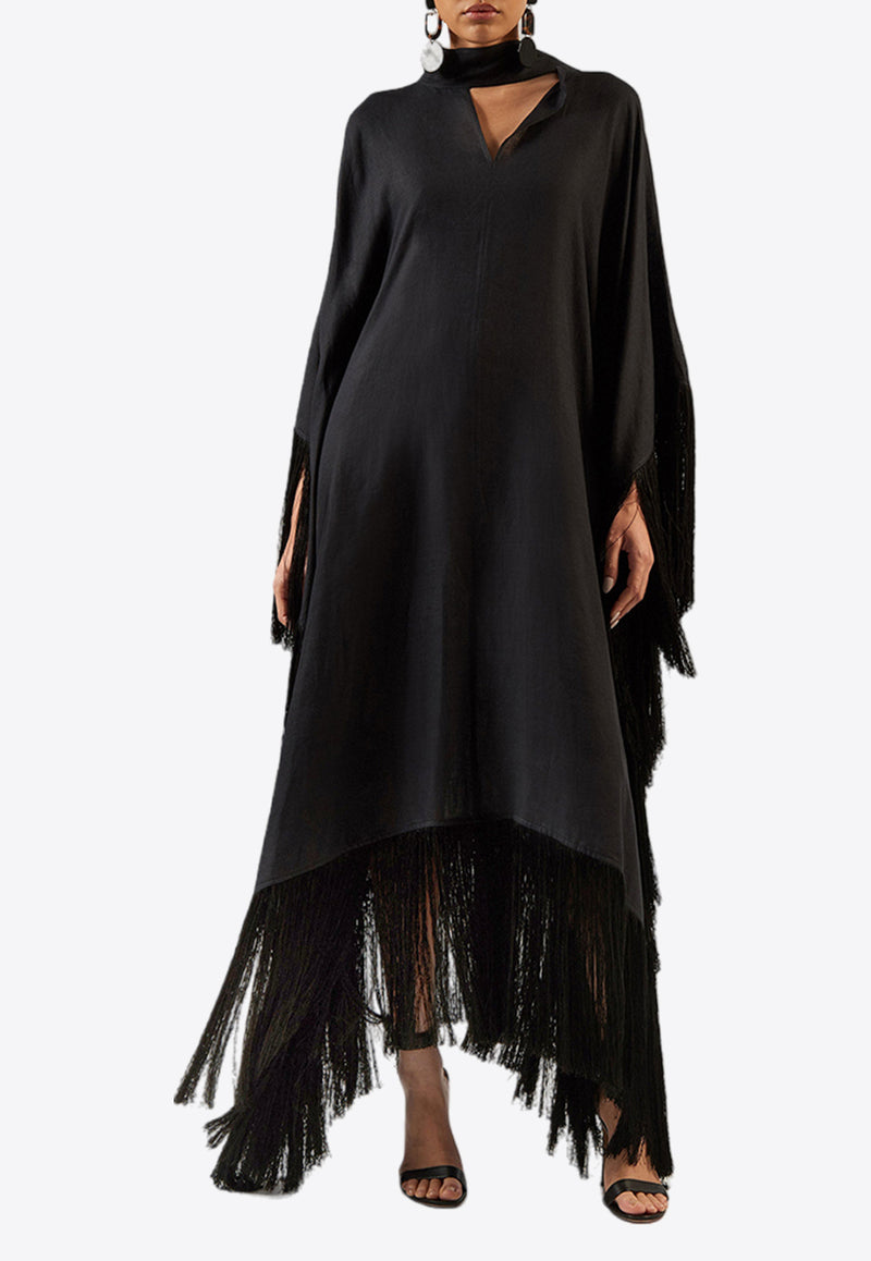 Taller Marmo Iguazu Maxi Fringed Kaftan Black TM_PF2460_133BLACK