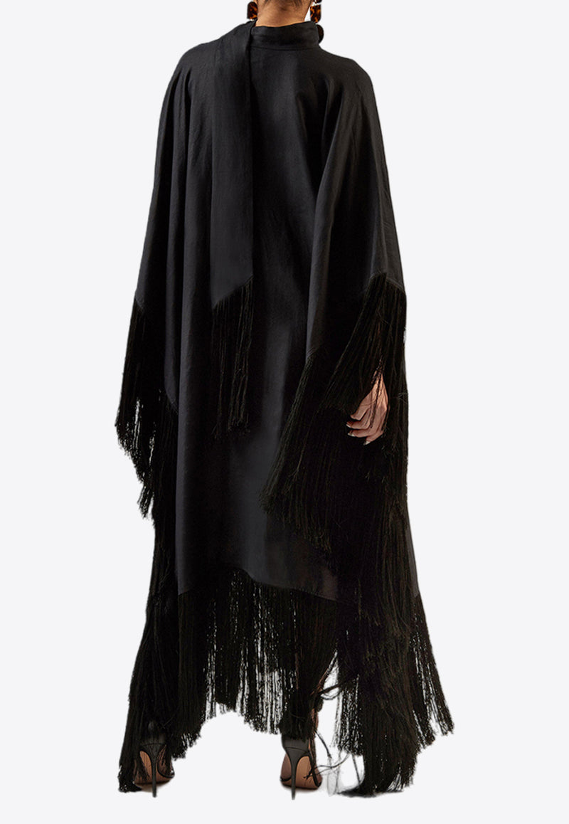 Taller Marmo Iguazu Maxi Fringed Kaftan Black TM_PF2460_133BLACK