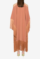 Taller Marmo Divina Fringed Maxi Kaftan Dress Orange TM_SS2409_705ORANGE