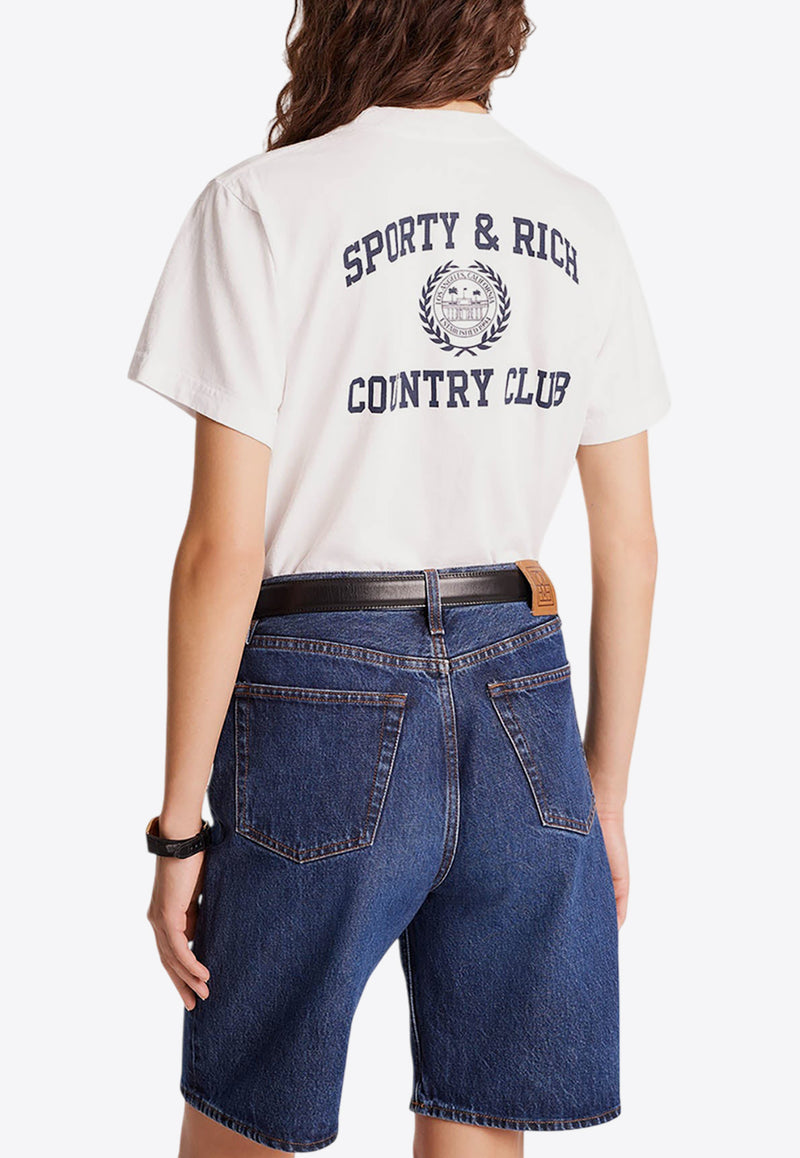 Sporty & Rich Varsity Crest Logo T-shirt White TO043516218WH01WHITE