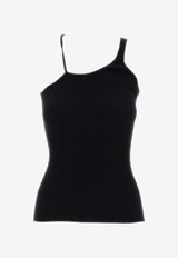 Andreadamo Knot-Strap Ribbed Tank Top Black TO09750169_000_0473