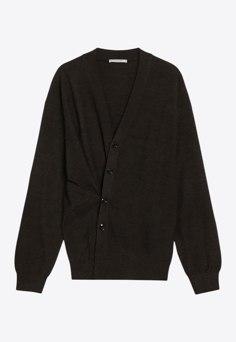 Lemaire V-neck Asymmetric Cardigan Brown TO1082LK087/R_LEMAI-BR397