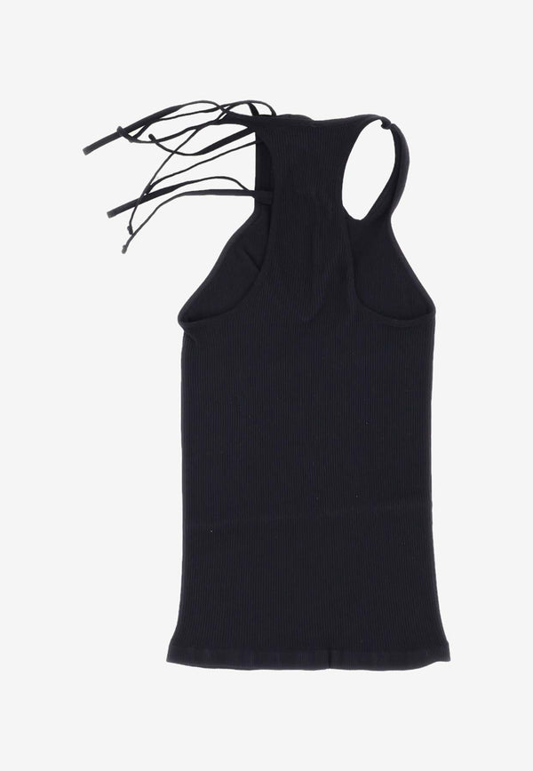 Andreadamo Cut-Out Ribbed Tank Top  Black TO12952775_000_0473