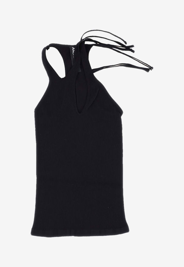 Andreadamo Cut-Out Ribbed Tank Top  Black TO12952775_000_0473