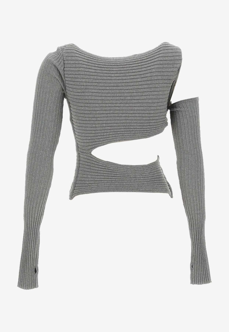 Andreadamo Cut-Outs Ribbed Knit Top Gray TO13770473_000_1780