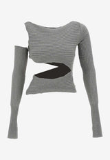 Andreadamo Cut-Outs Ribbed Knit Top Gray TO13770473_000_1780