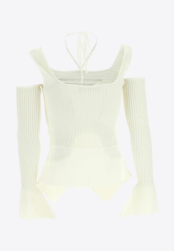 Andreadamo Ribbed Knit Cropped Top TO13947473_000_0474 Ivory