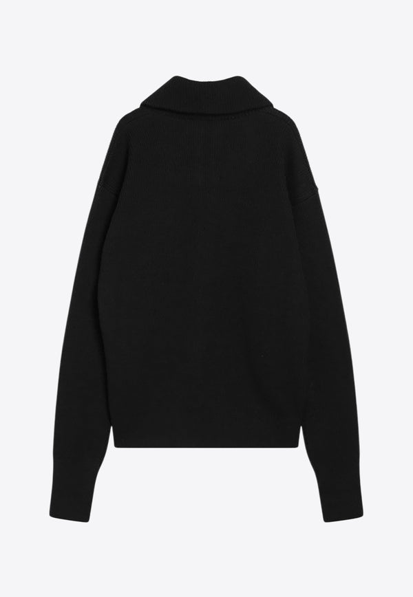 Lemaire Half-Zip Wool Ribbed Sweater Black TO1439LK1042/R_LEMAI-BK999