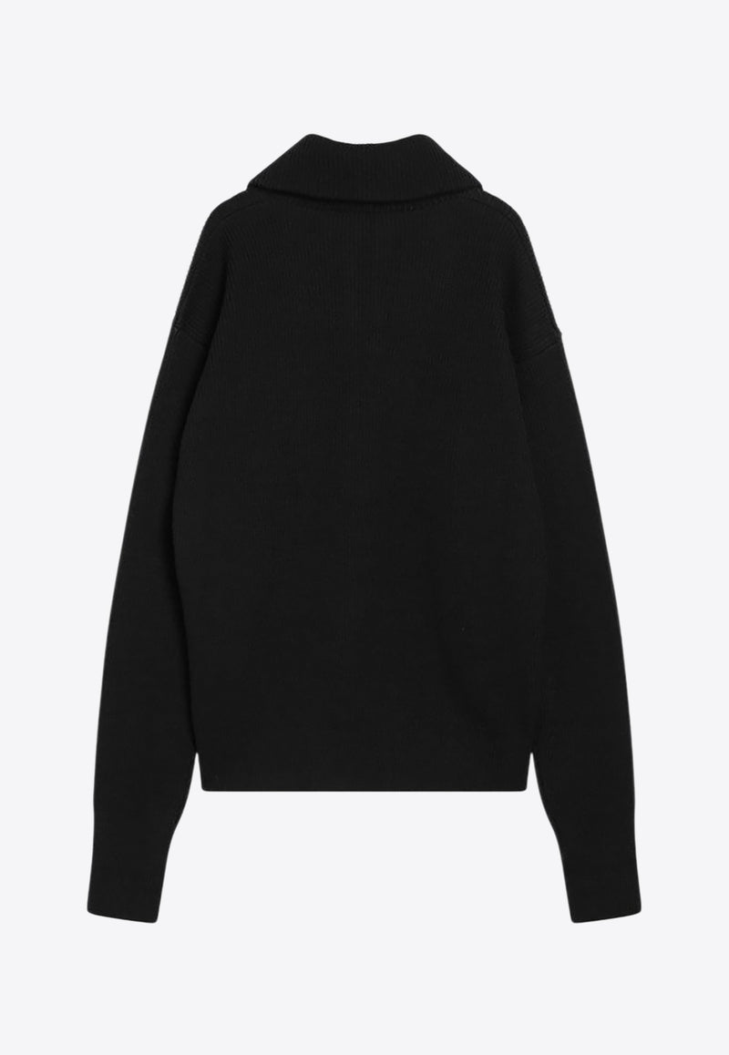Lemaire Half-Zip Wool Ribbed Sweater Black TO1439LK1042/R_LEMAI-BK999