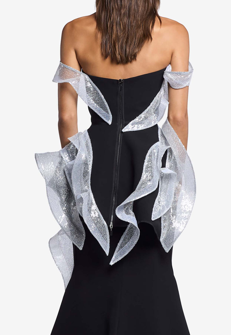 Maticevski Liora Wave Strapless Bodice Black TO5561/24_BLACK WHIT