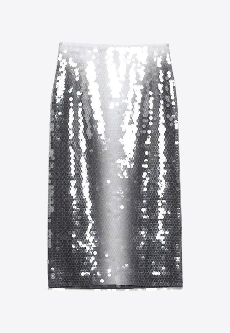 Sportmax Toano Gradient Sequin Pencil Skirt Silver TOANOCO/Q_SPORM-005