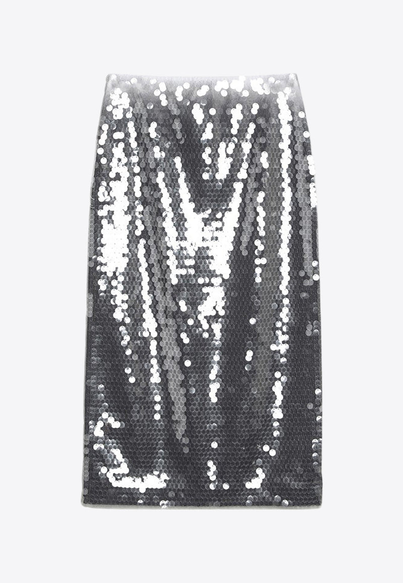 Sportmax Toano Gradient Sequin Pencil Skirt Silver TOANOCO/Q_SPORM-005