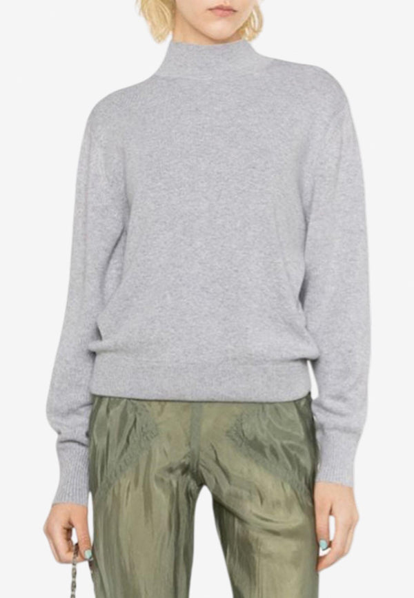 Fendi Logo Wool Sweater with Strap Gray FZX934ANJJF0TAZ_80219