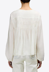 LOVE Binetti Luna Ruched Blouse White TP 1788 Luna_NATURAL