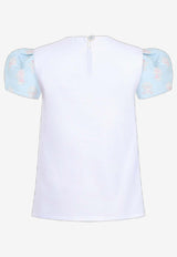 Atelier Choux Girls Puff-Sleeved Choux Top Blue TP-JQ-FRTH_BLUE