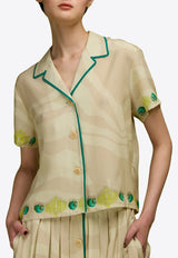LOVE Binetti Ren Printed Silk Shirt Beige TP142 Ren_PRINTED