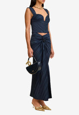 Cult Gaia Kaitlin Plissé Cropped Top Navy TP28745PL1380_NAVY