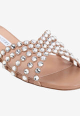 Aquazzura Tequila Crystal-Embellished Flat Sandals Powder TQLFLAS3-NAPPWP POWDER PINK