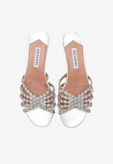 Aquazzura Tequila Crystal-Embellished Flat Sandals Silver TQLFLAS3-NPLCCC SILVER