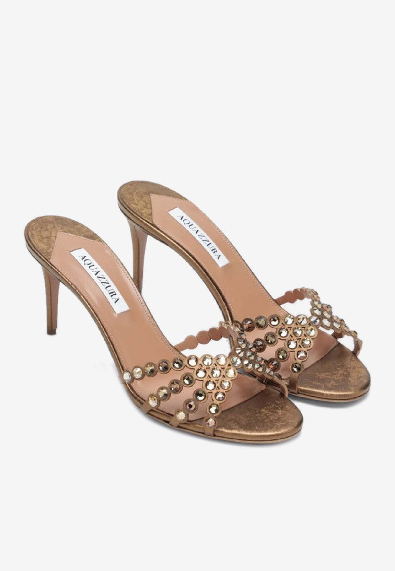 Aquazzura Tequila 75 Leather Sandals Gold TQLMIDM0CYN/S_AQUA-BRA