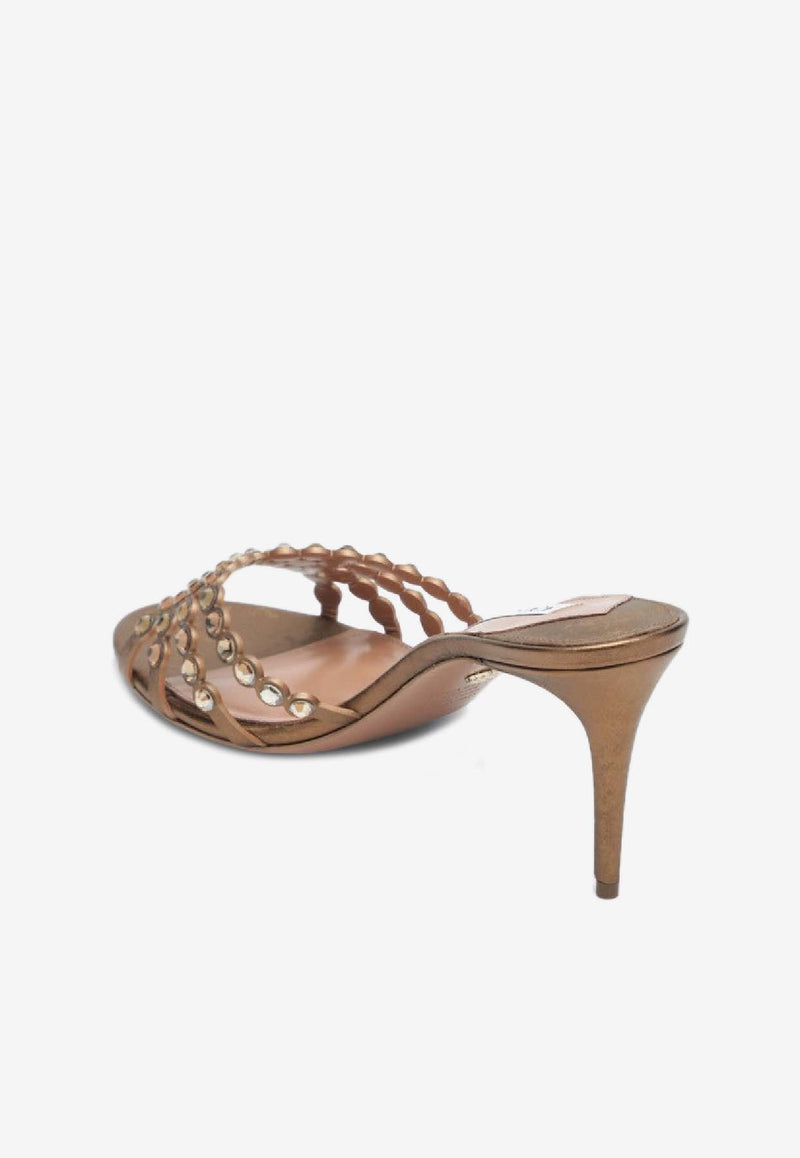 Aquazzura Tequila 75 Leather Sandals Gold TQLMIDM0CYN/S_AQUA-BRA