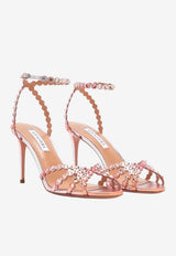Aquazzura Tequila 85 Crystal-Embellished Sandals Pink TQLMIDS0-DNLFLM FLAMINGO