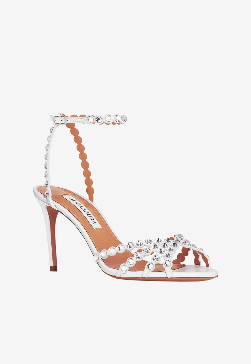 Aquazzura Tequila 85 Suede Sandals TQLMIDS0-NAPFFF WHITE
