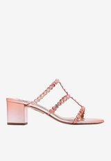 Aquazzura Tequila 50 Crystal-Embellished Mules Pink TQLMIDS1-DNLFLM FLAMINGO