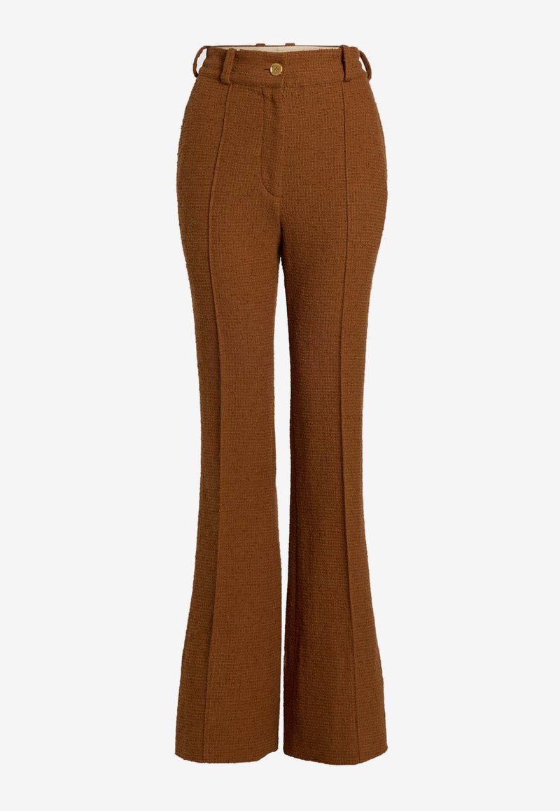 Patou High-Rise Flared Tweed Pants Brown TR042-0185BROWN