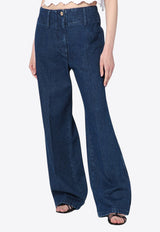 Patou Logo Embroidered Wide-Leg Jeans  Blue TR0440216DE/Q_PATOU-661B
