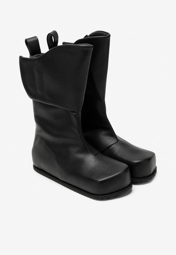 YUME YUME Faux-Leather Square Toe Boots Black TRB0001LE/N_YUME-VB