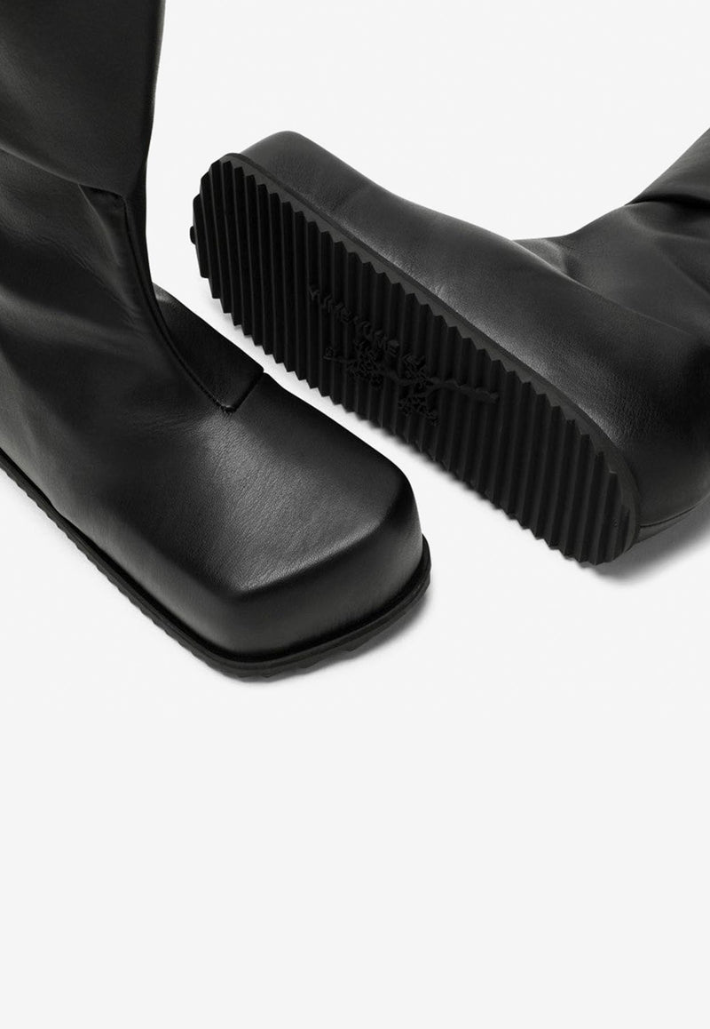 YUME YUME Faux-Leather Square Toe Boots Black TRB0001LE/N_YUME-VB