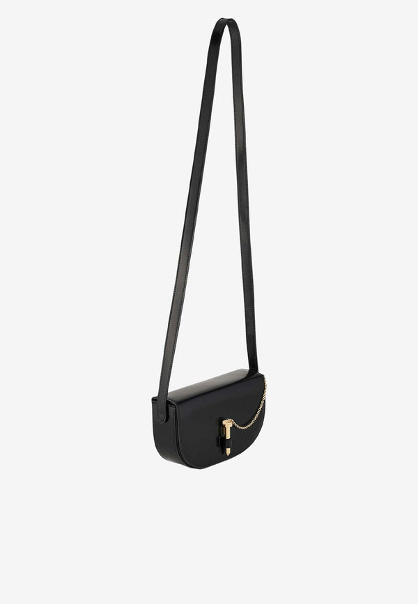 Aquazzura Tribeca Leather Crossbody Bag TRCCRBR0-SPZBLD BLACK/LIGHT GOLD