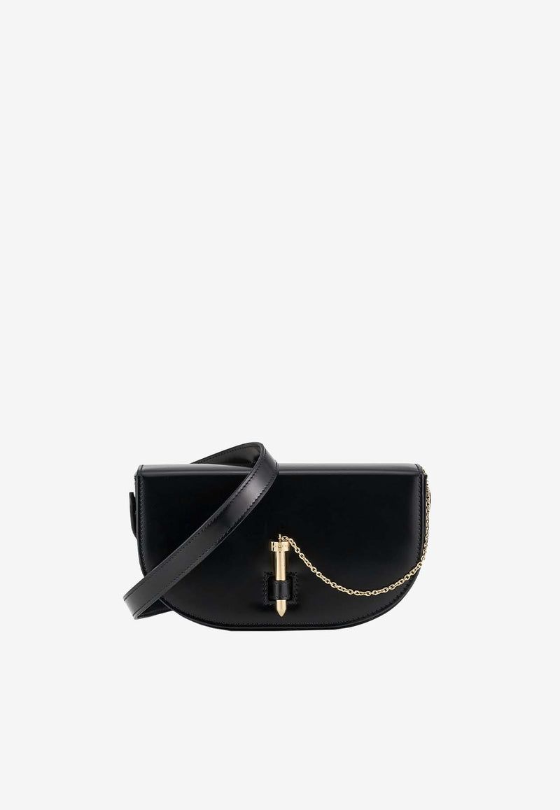 Aquazzura Tribeca Leather Crossbody Bag TRCCRBR0-SPZBLD BLACK/LIGHT GOLD