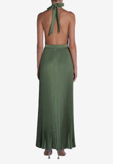 L'IDEE Triumph Halterneck Plisse Gown Green TRIUMPHGOWN MOSSGREEN