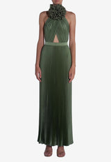 L'IDEE Triumph Halterneck Plisse Gown Green TRIUMPHGOWN MOSSGREEN