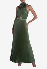 L'IDEE Triumph Halterneck Plisse Gown Green TRIUMPHGOWN MOSSGREEN