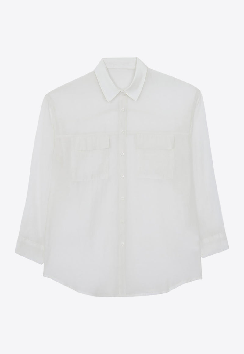 The Frankie Shop Madeline Long-Sleeved Sheer Shirt White TSHMAD005WHITE