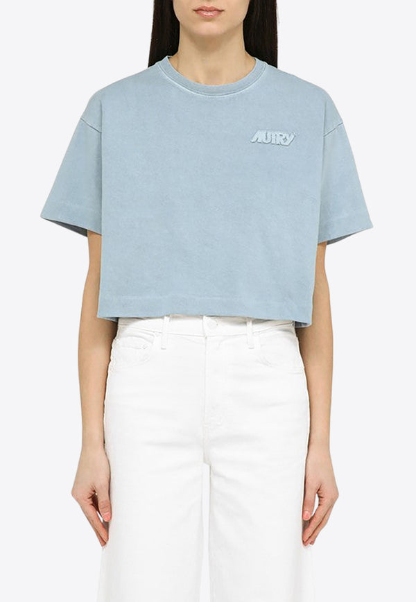 Autry Logo Short-Sleeves Cropped T-shirt TSPW519A/O_AUTRY-519A Blue